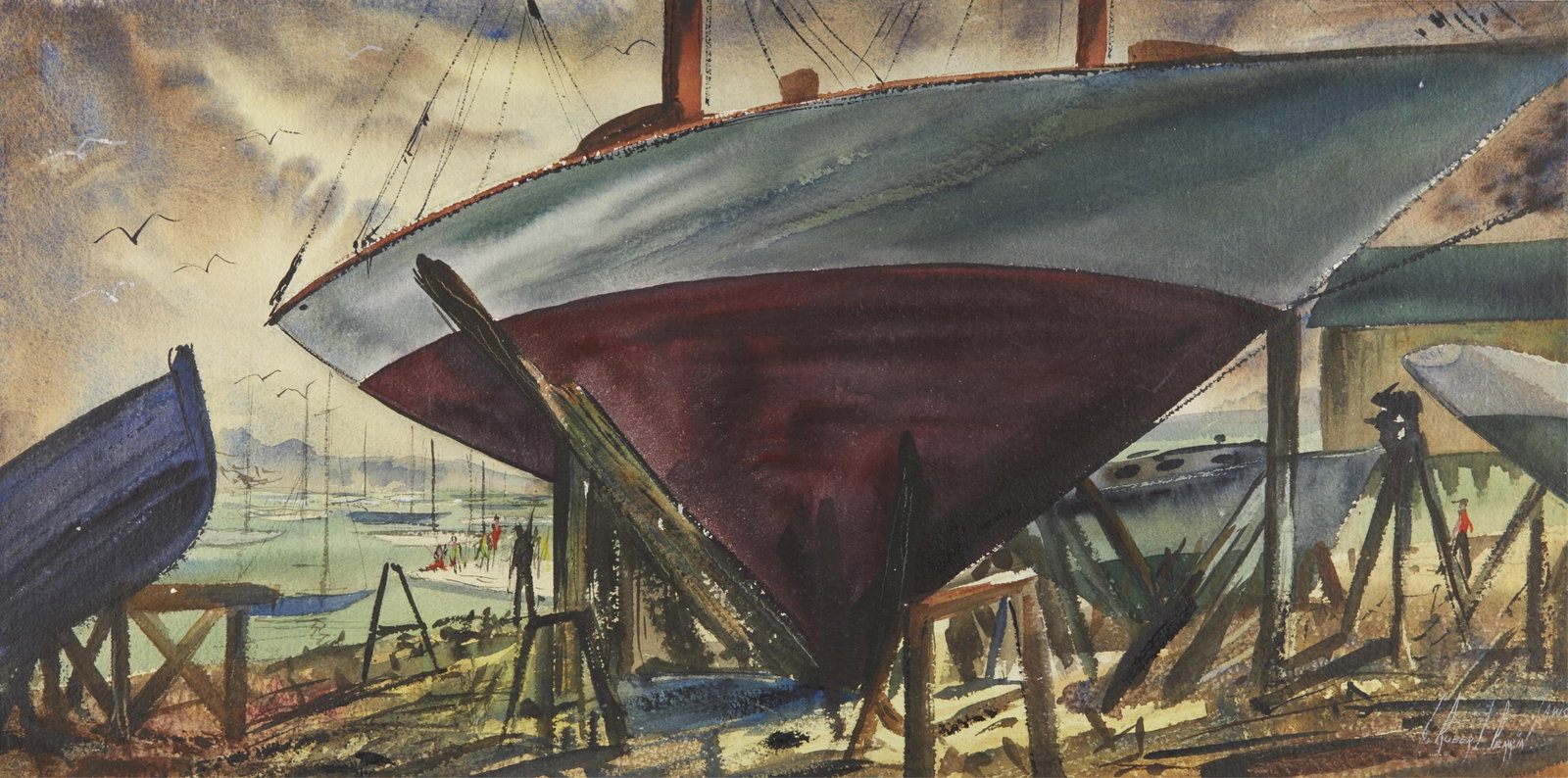 C. Robert Perrin Boat Watercolor Painting (1 of 4)