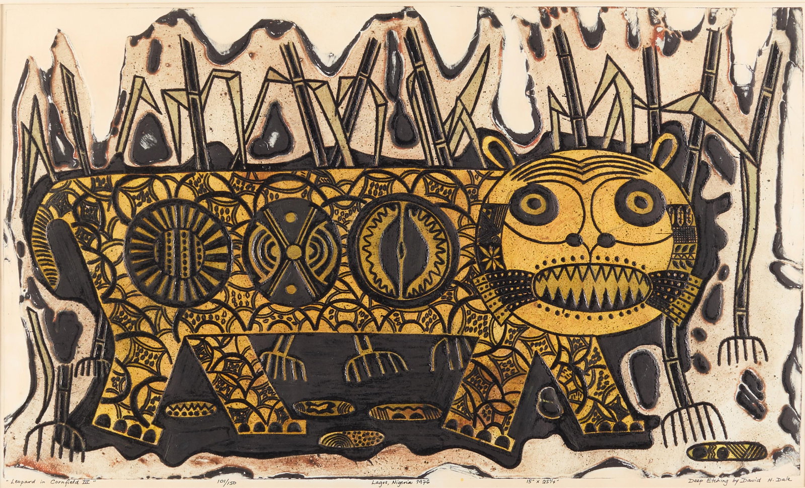 David Dale "Leopard in Cornfield III" Etching 1976 (1 of 10)