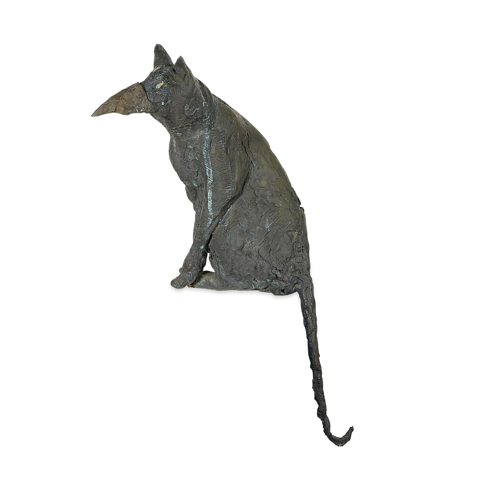 Peter Woytuk "Cat as Crow" Bronze Sculpture: Peter Woytuk (American, b. 1958). Bronze sculpture titled "Cat as Crow" depicting a feline form with crow-like beak. From an edition of eight. Provenance: Owings-Dewey Fine Art, Santa Fe, New Mexico, 