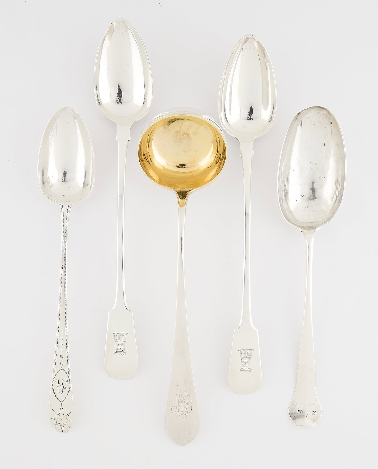 5 Sterling, 800, & Coin Silver Serving Spoons (1 of 8)