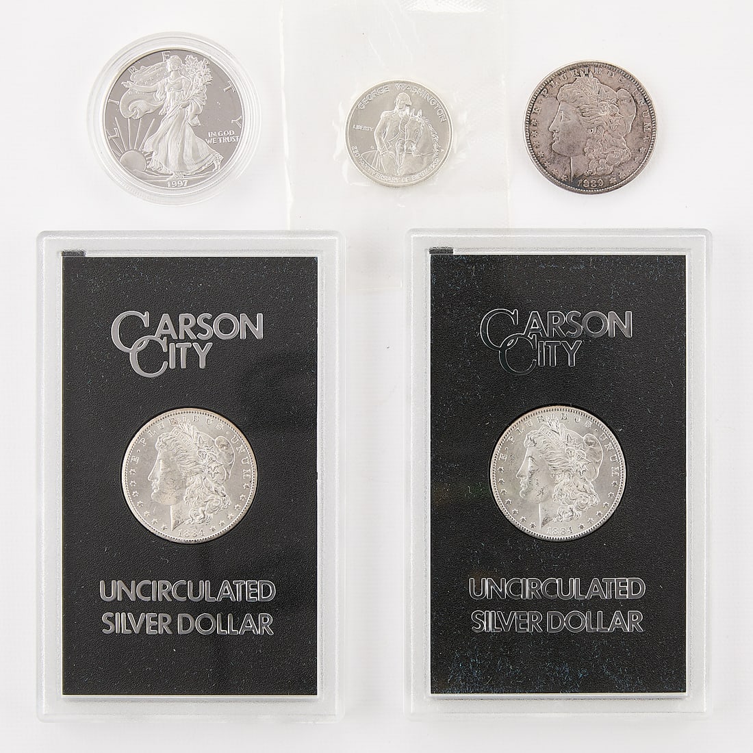 5 US Silver Coins Incl. UNC Morgan & Proof Eagle (1 of 4)