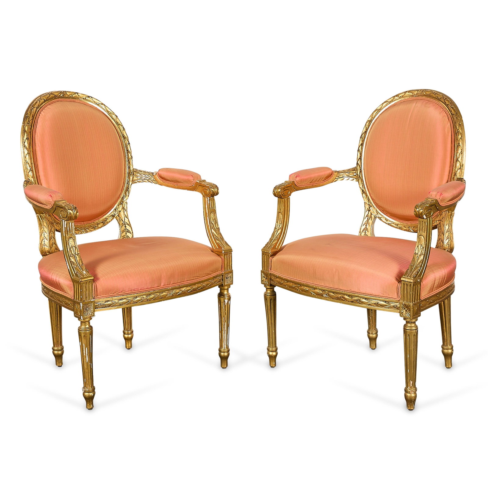 Pr Louis XVI Giltwood Fauteuil Armchairs (1 of 4)