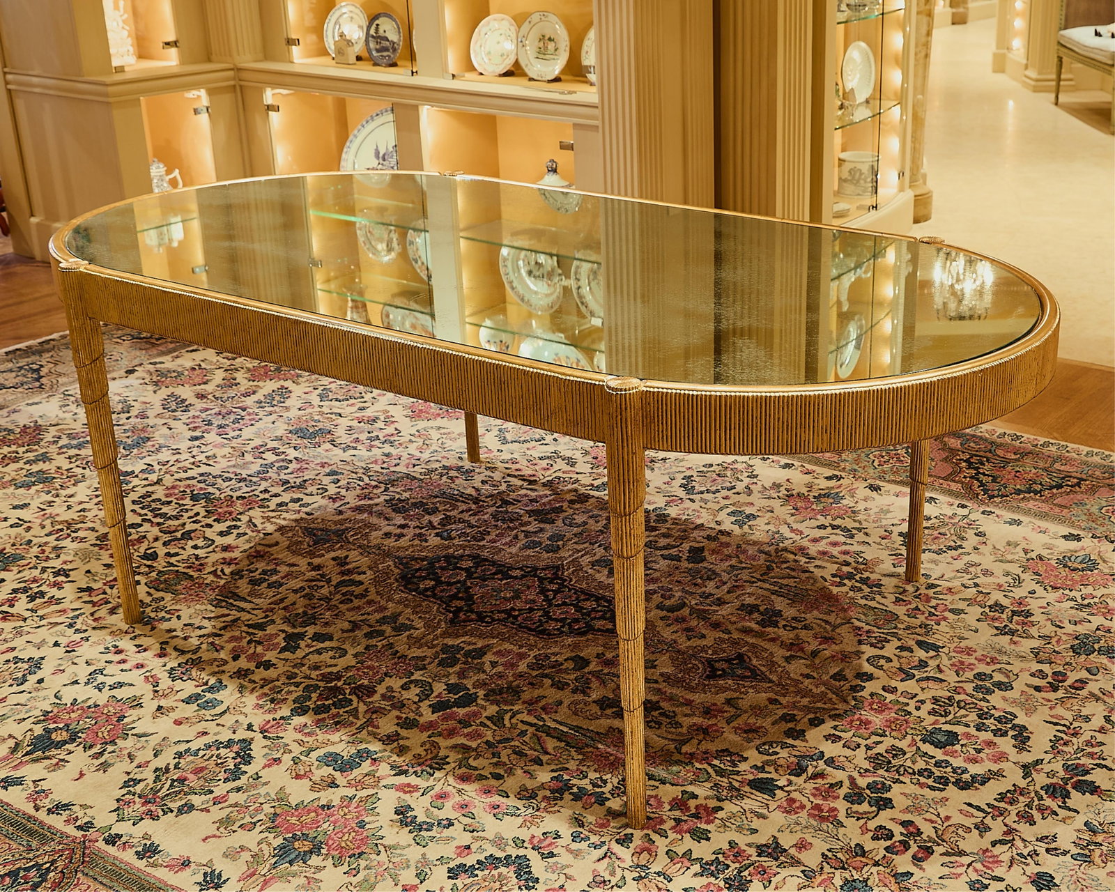 Art Deco Mirrored Top Giltwood Center Table (1 of 4)