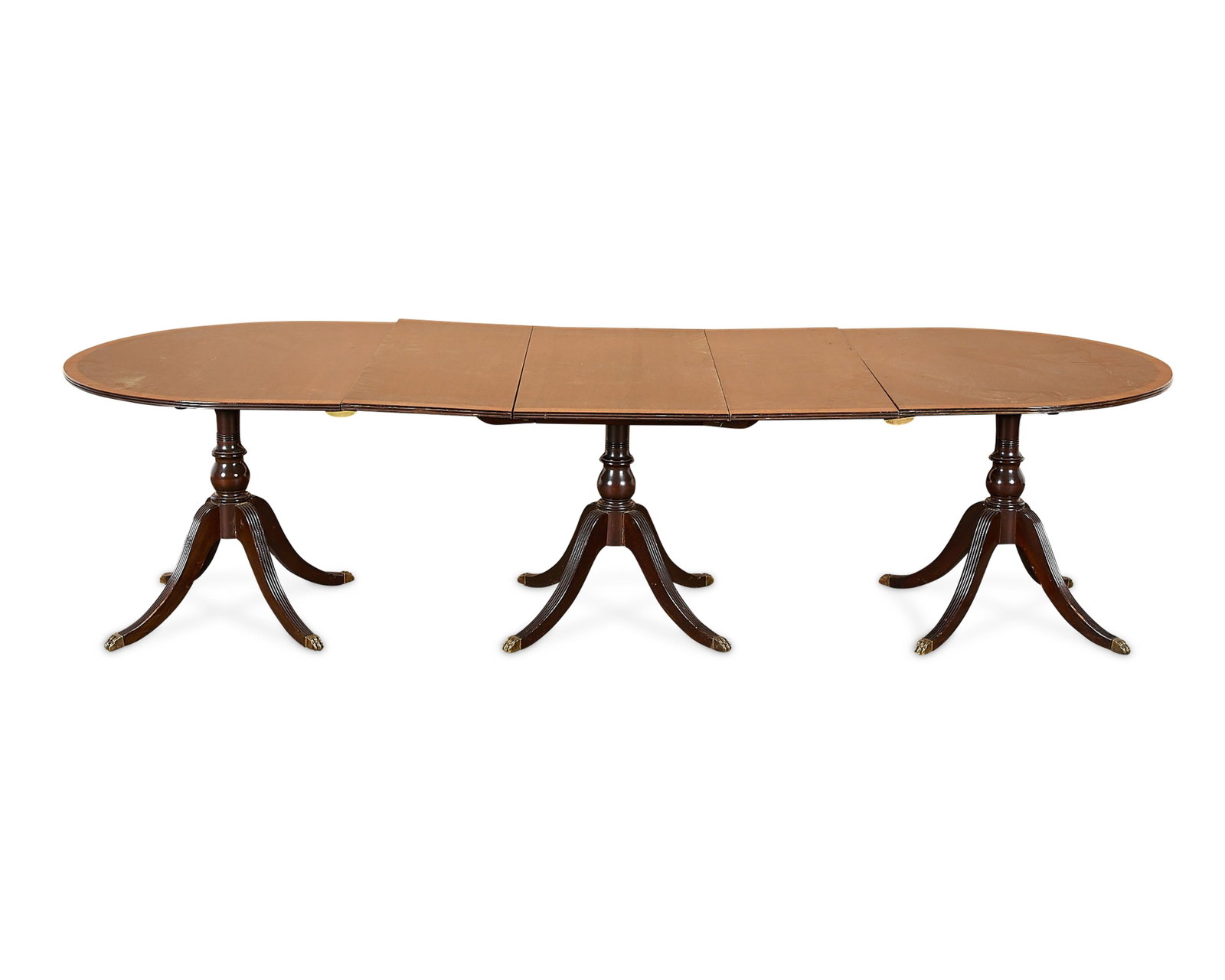 George III Regency Triple Pedestal Mahogany Table (1 of 11)