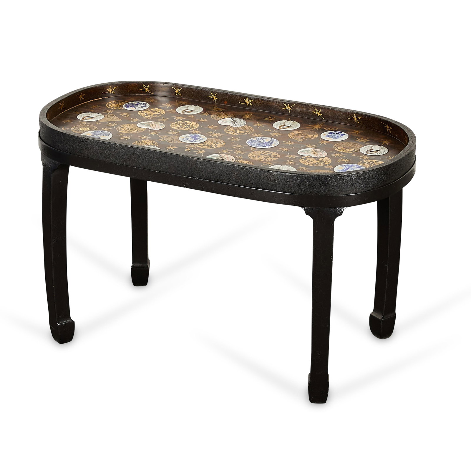 Japanese Porcelain-Mounted Gilt Lacquered Tray (1 of 6)