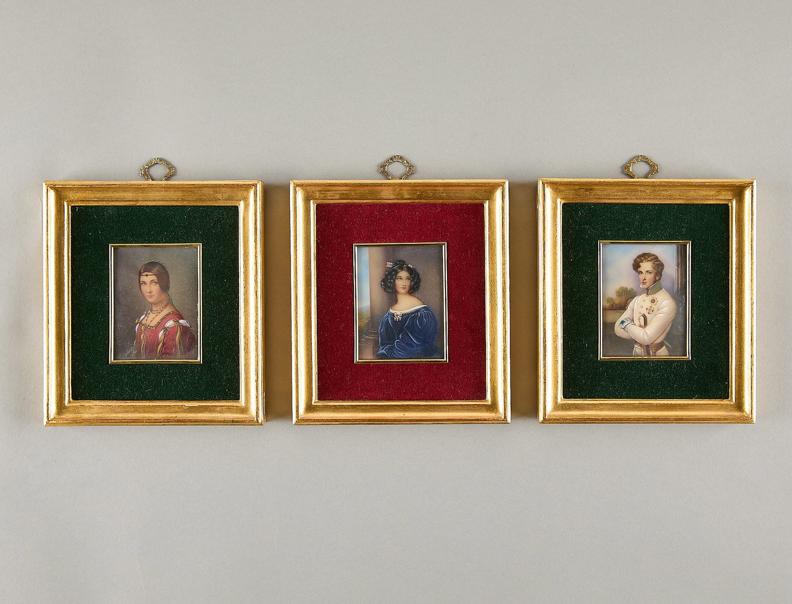 3 Miniature Portrait Paintings Incl. Aft. Da Vinci (1 of 5)