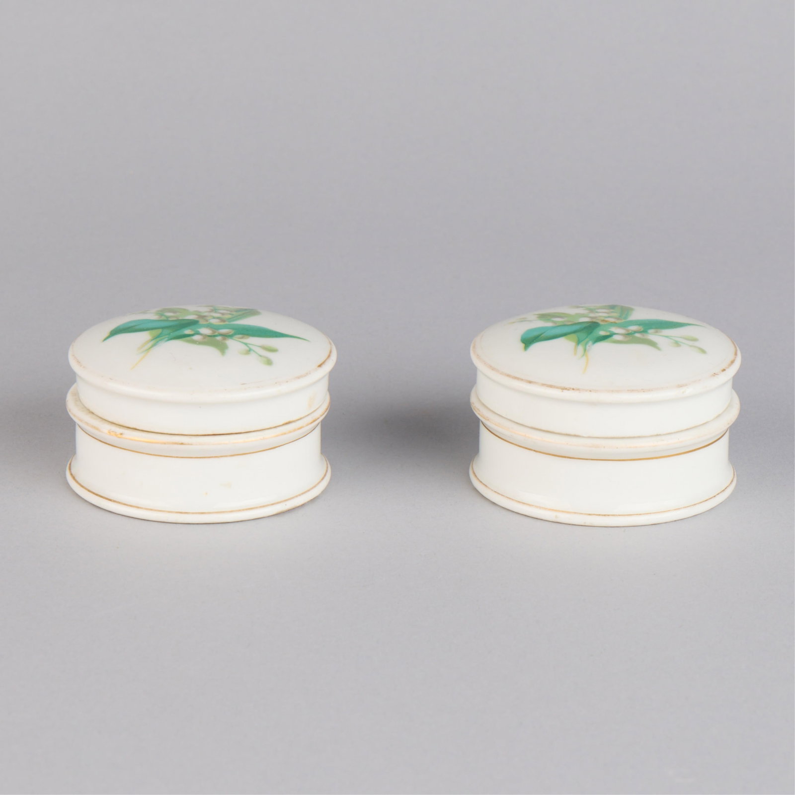 Pr English Faience Lily of the Valley Trinket Jars (1 of 6)