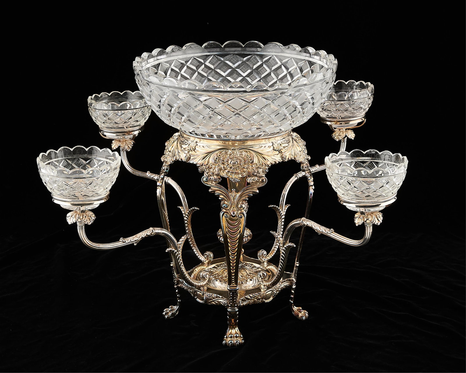 Silverplate & Cut Glass Epergne - 4,552.5 g (1 of 8)