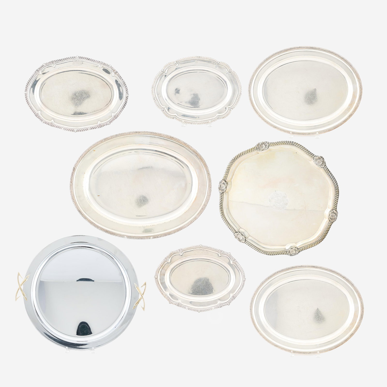 8 Large Silverplate Trays - 12,811 g (1 of 9)