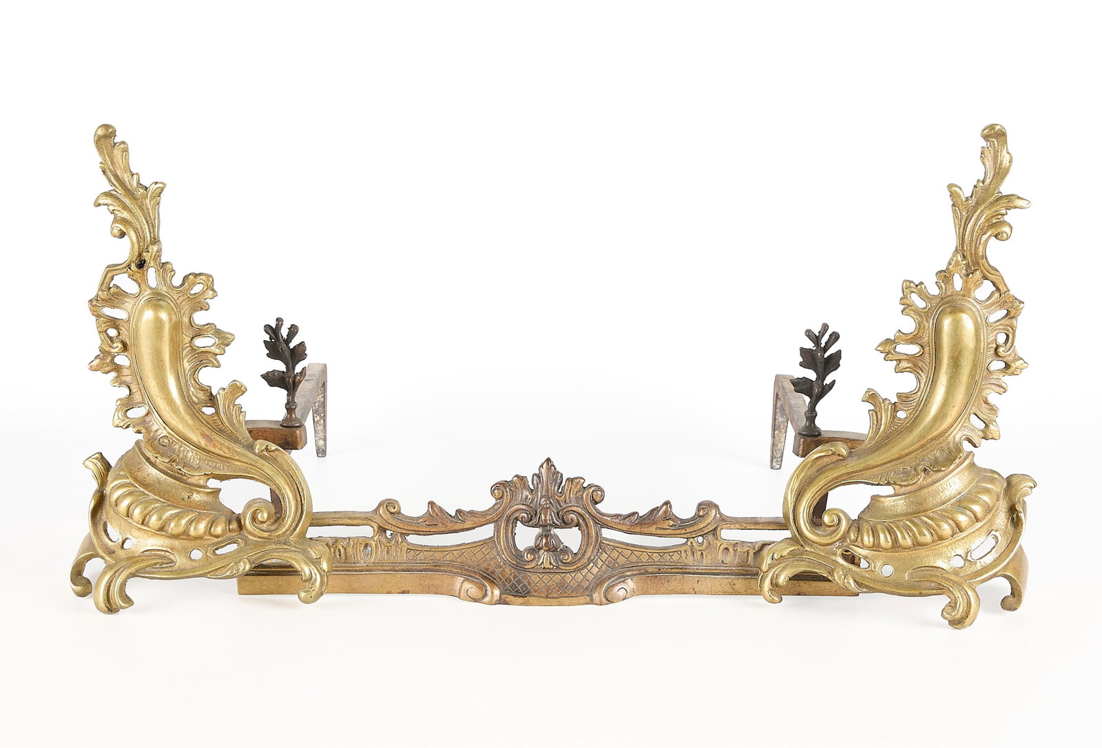 Pr 19th c. Louis XV Style Gilt Bronze Andirons (1 of 6)