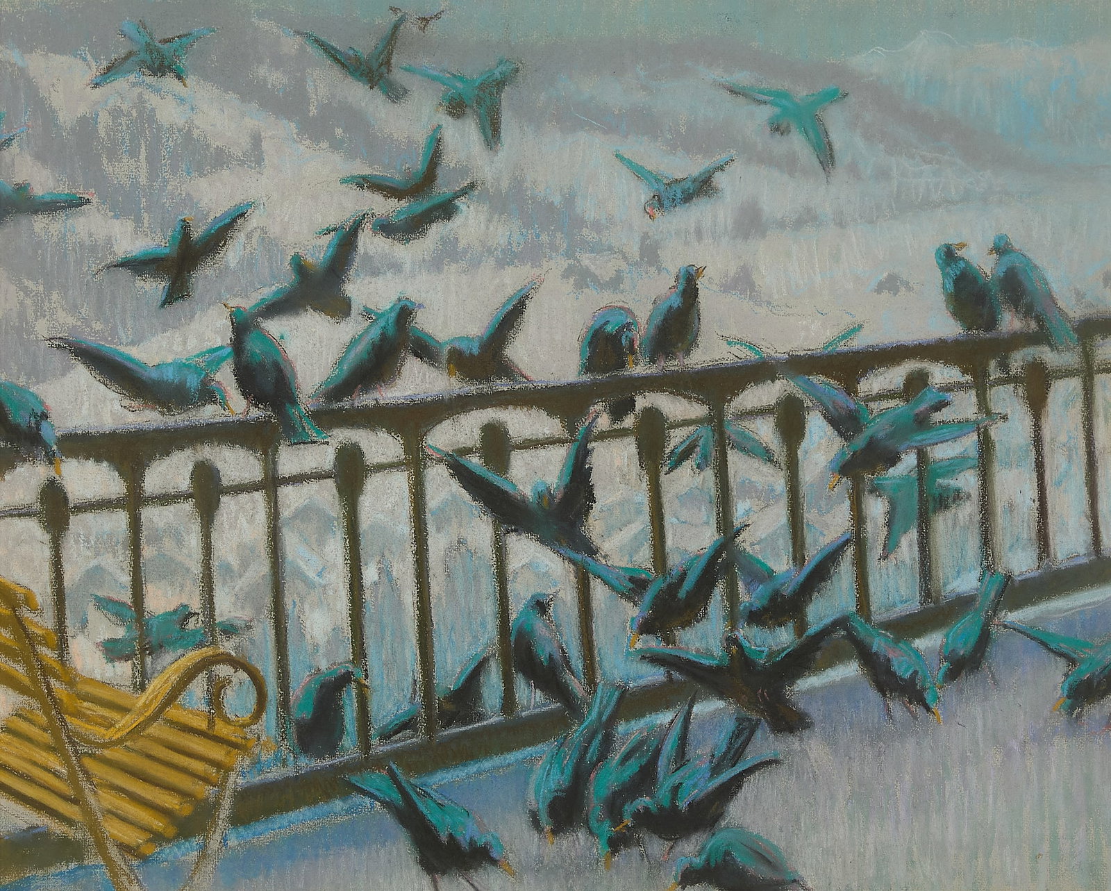 William S. Horton "Beggars on the Balcony" Pastel (1 of 6)