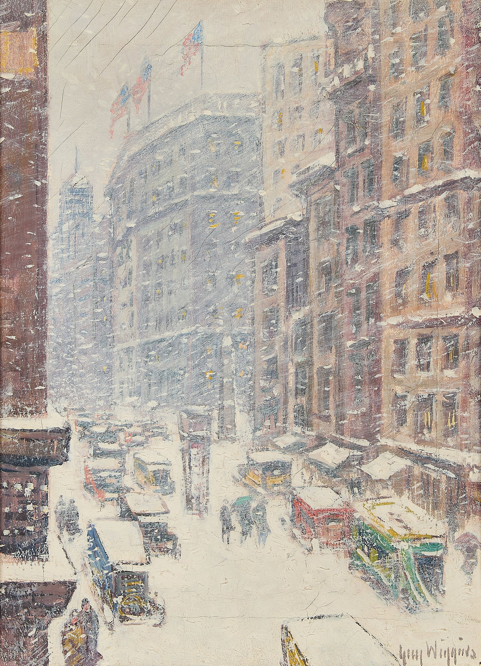 Guy Wiggins "Down the Avenue Winter 1927" Painting (1 of 8)