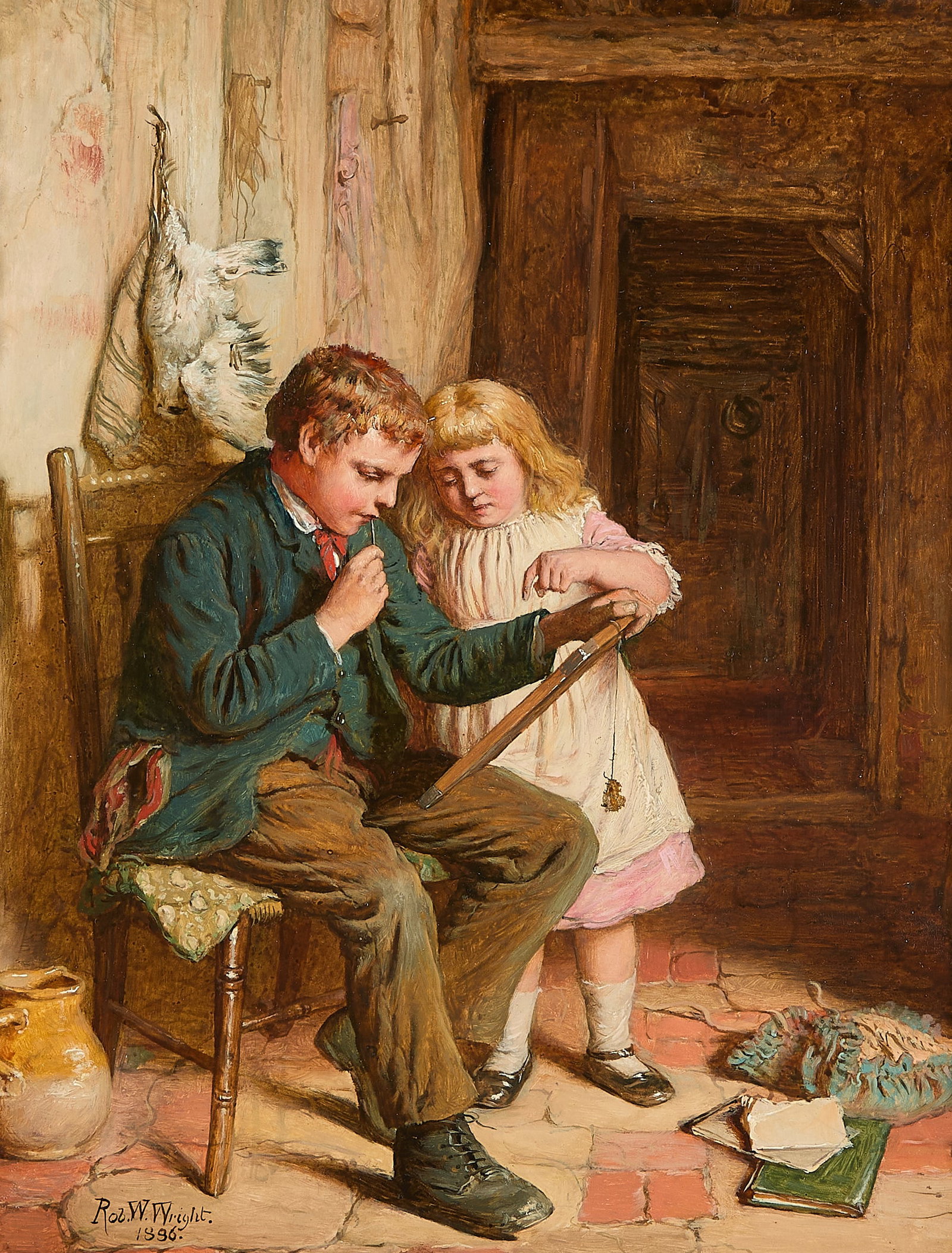 Robert W. Wright "Homework" Painting 1886 (1 of 6)