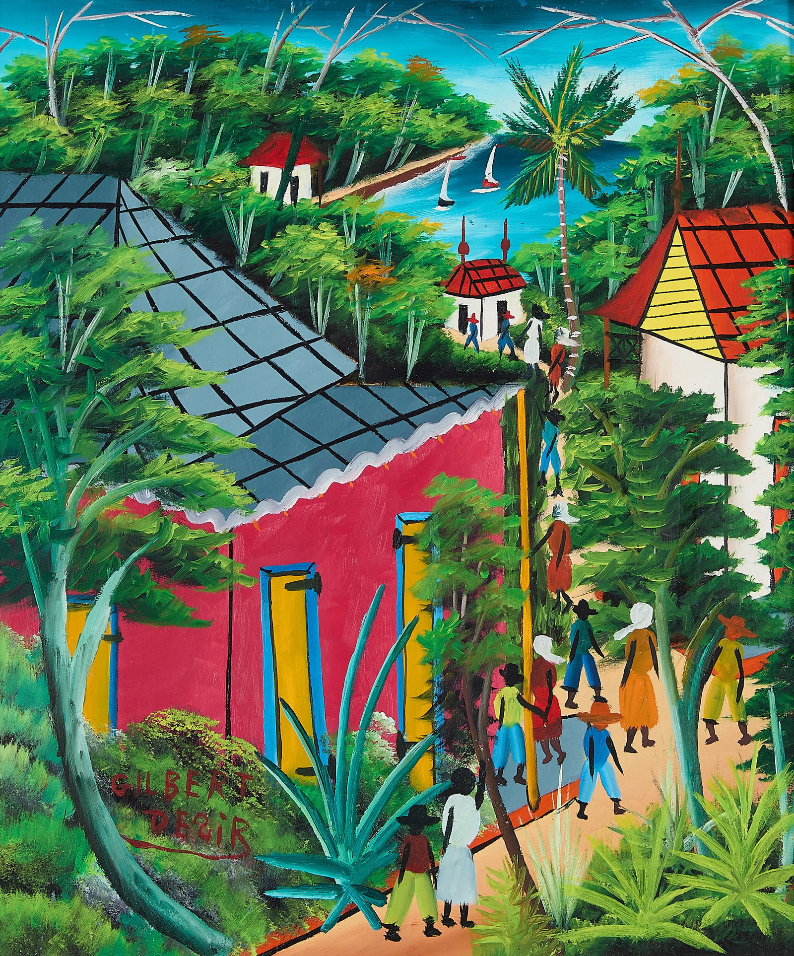 Gilbert Desir Haitian Village Oil Painting (1 of 6)