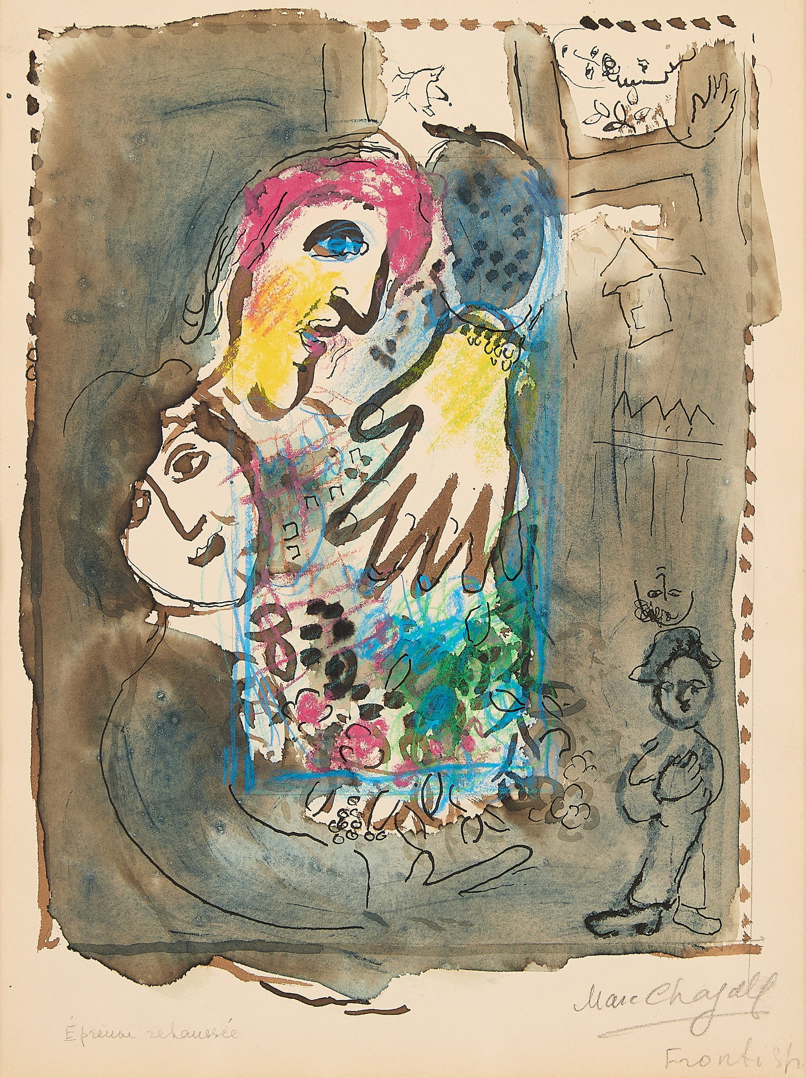 Original Chagall Aquatint & Gouache Lithograph (1 of 9)