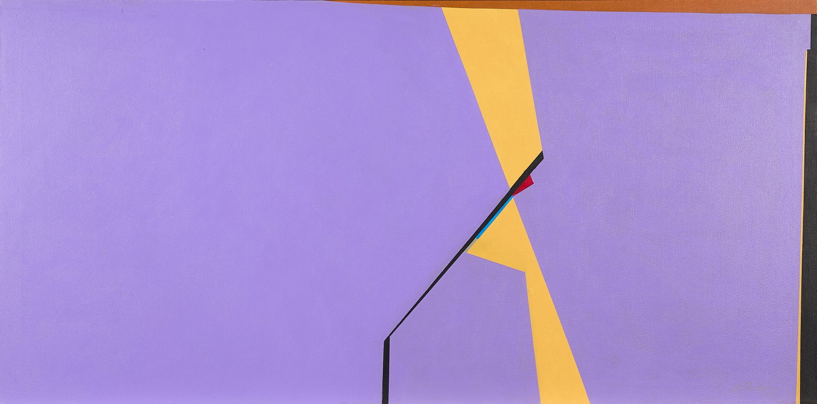 Saliba Douaihy Hard Edge Abstract Oil Painting: Saliba Douaihy (Lebanese/American, 1915-1994). Oil on canvas painting depicting a Hard Edge abstraction executed in vibrant pigment, ca. 1980s. Signed along the lower right. Lot Essay: Saliba Douaihy