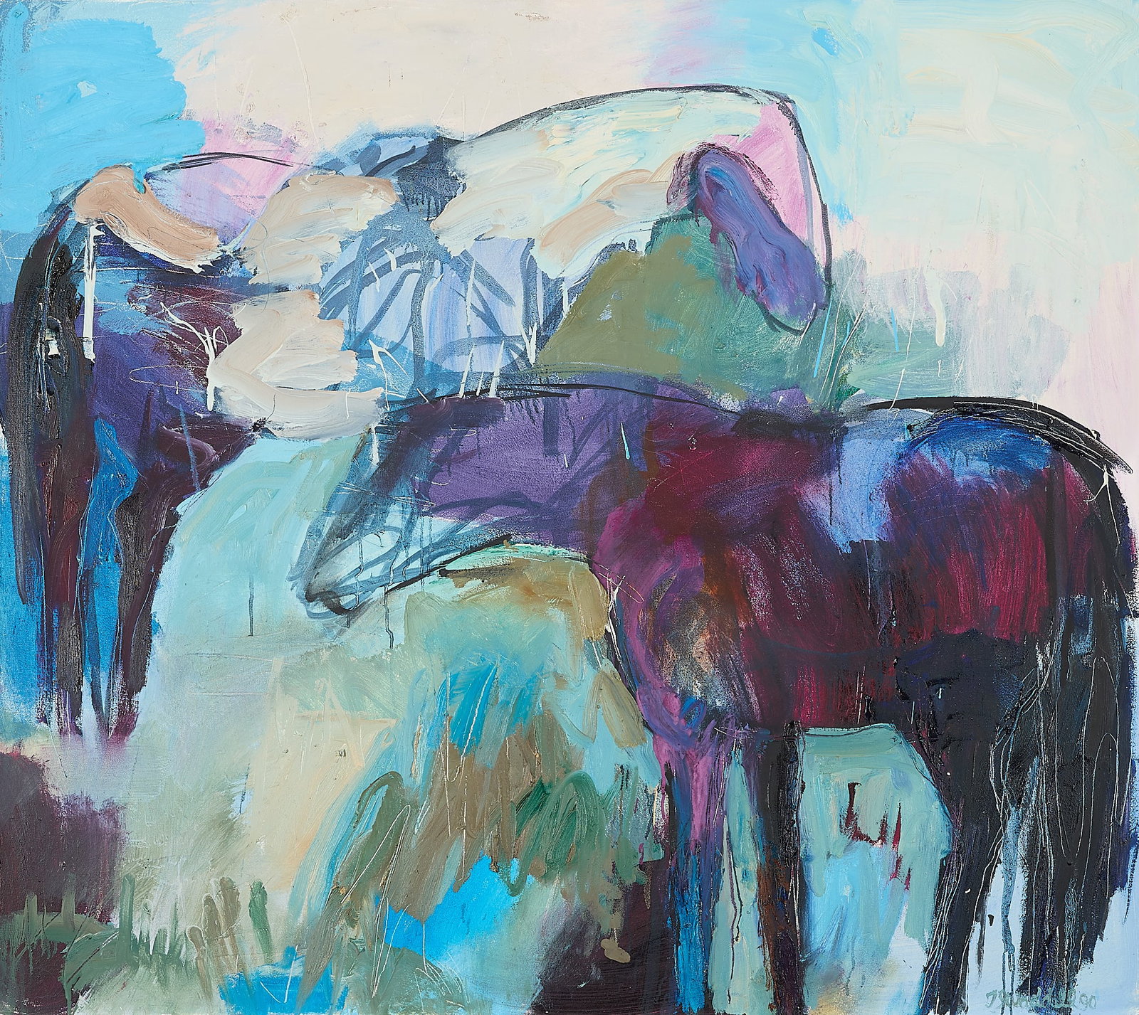 Theodore Waddell "Barber Horses" Oil Painting 1990 (1 of 6)