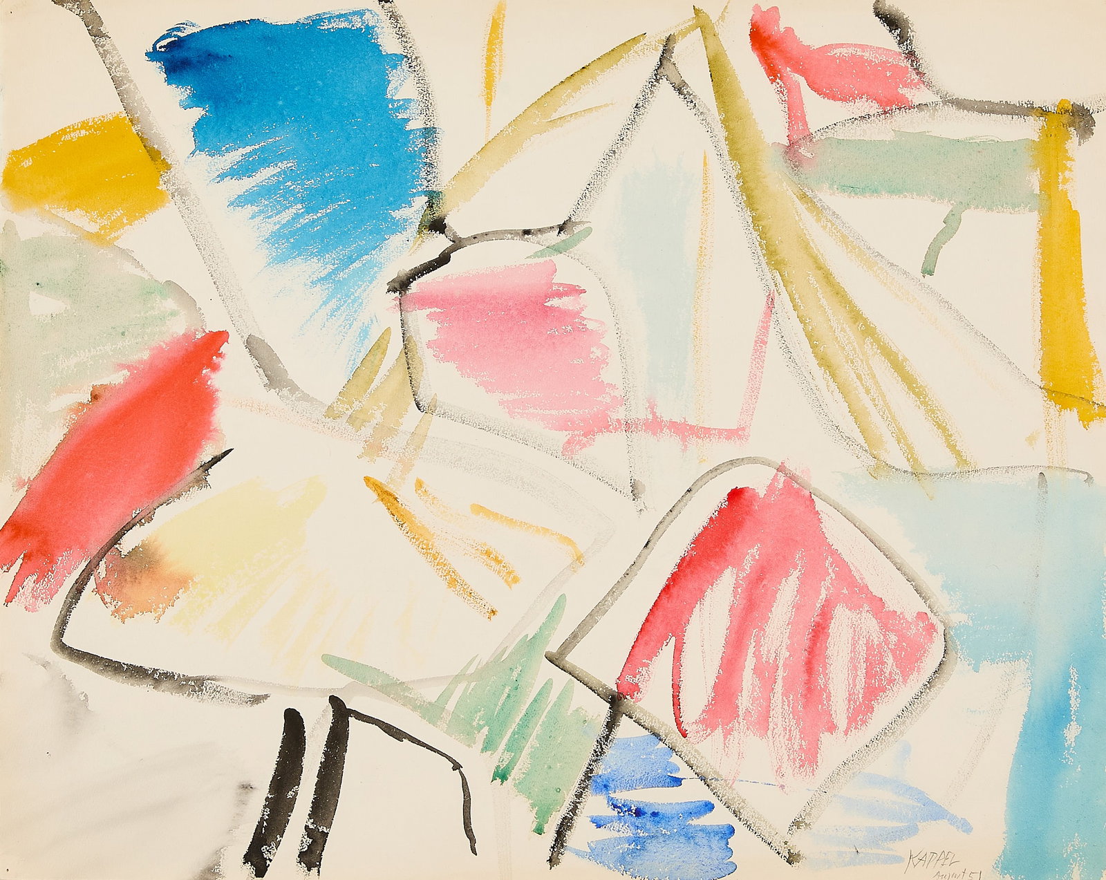 Hugh Kappel Abstract Watercolor Painting 1951 (1 of 5)