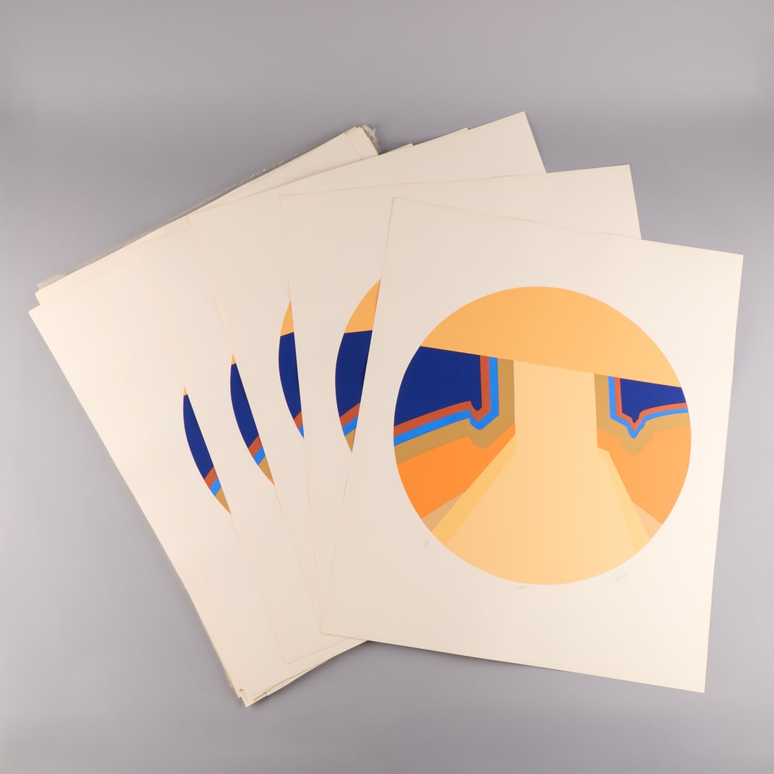Grp 50 Doug Danz "Vida IV" Silkscreen Prints: Doug Danz (American, 1939-2020). Group of 50 serigraph prints on paper titled "Vida IV," 1978. Each depicting a vibrant Southwest inspired desert landscape scene within a central circle. Each pencil