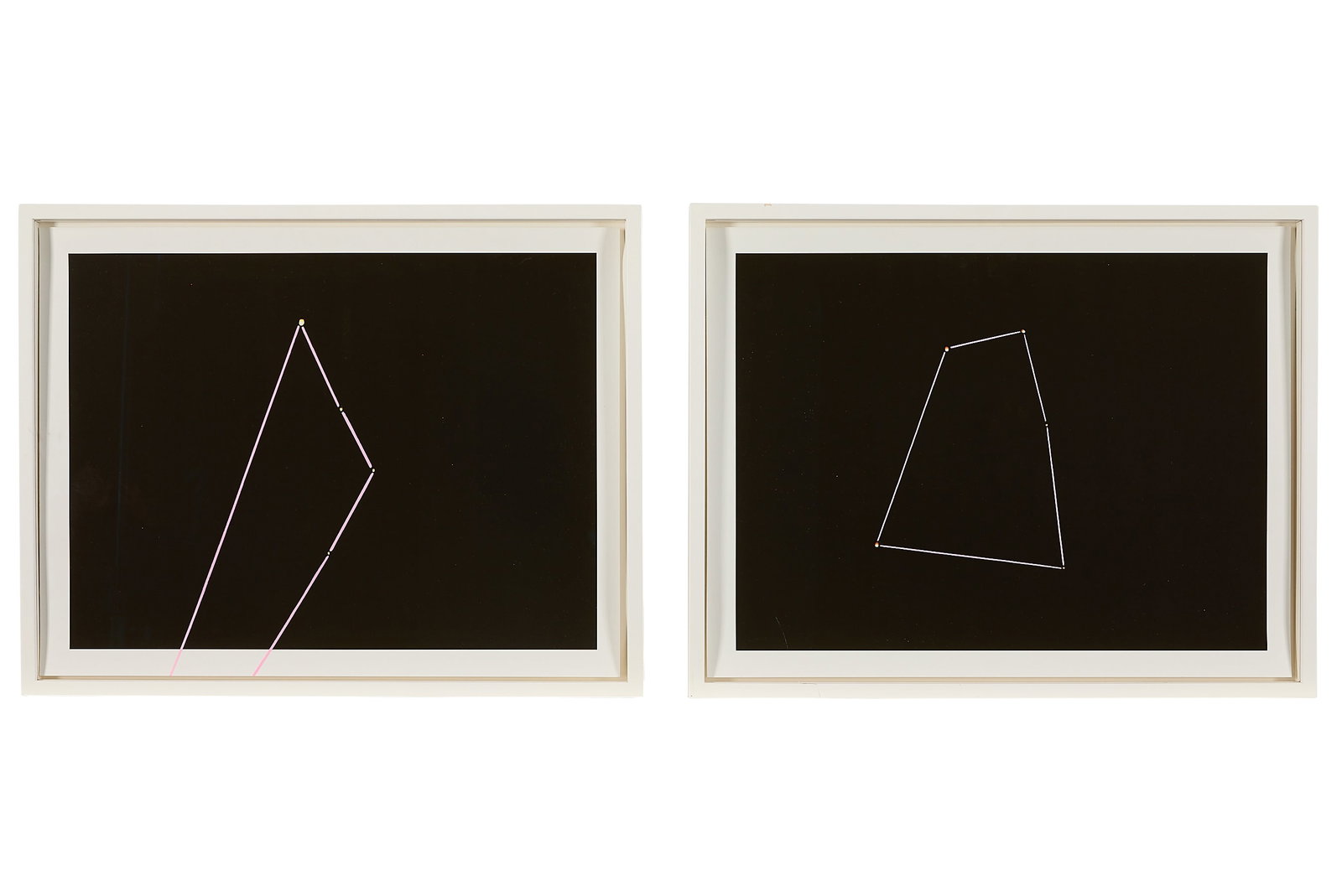 Cameron Gainer Diptych "Time and Space" Prints: Cameron Gainer (American, b. 1973). Archival pigment diptych prints with gouache on watercolor paper titled "Time and Space: Documentation of unidentified object, Key West, 11p.m., 2009." Each