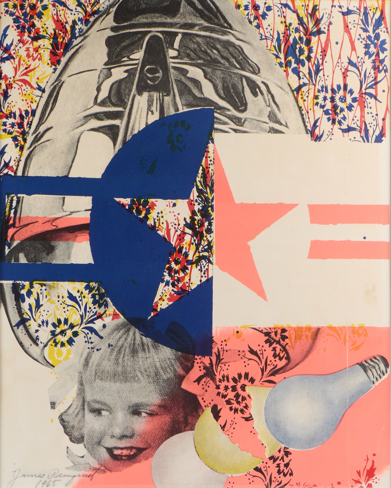 James Rosenquist "F-111" Exhibition Poster 1965: James Rosenquist (American, 1933-2017). Lithograph poster print on paper titled "F-111 (Castelli Gallery Poster)," 1965. After a large scale painting titled "F-111" Rosenquist had created during 1964-