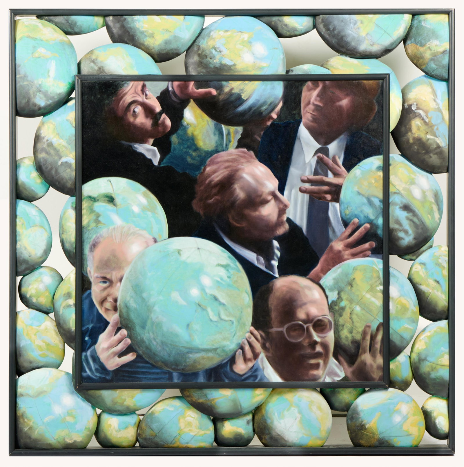 Ed McGowin "Grown Men Playing with the Planet" Oil (1 of 7)