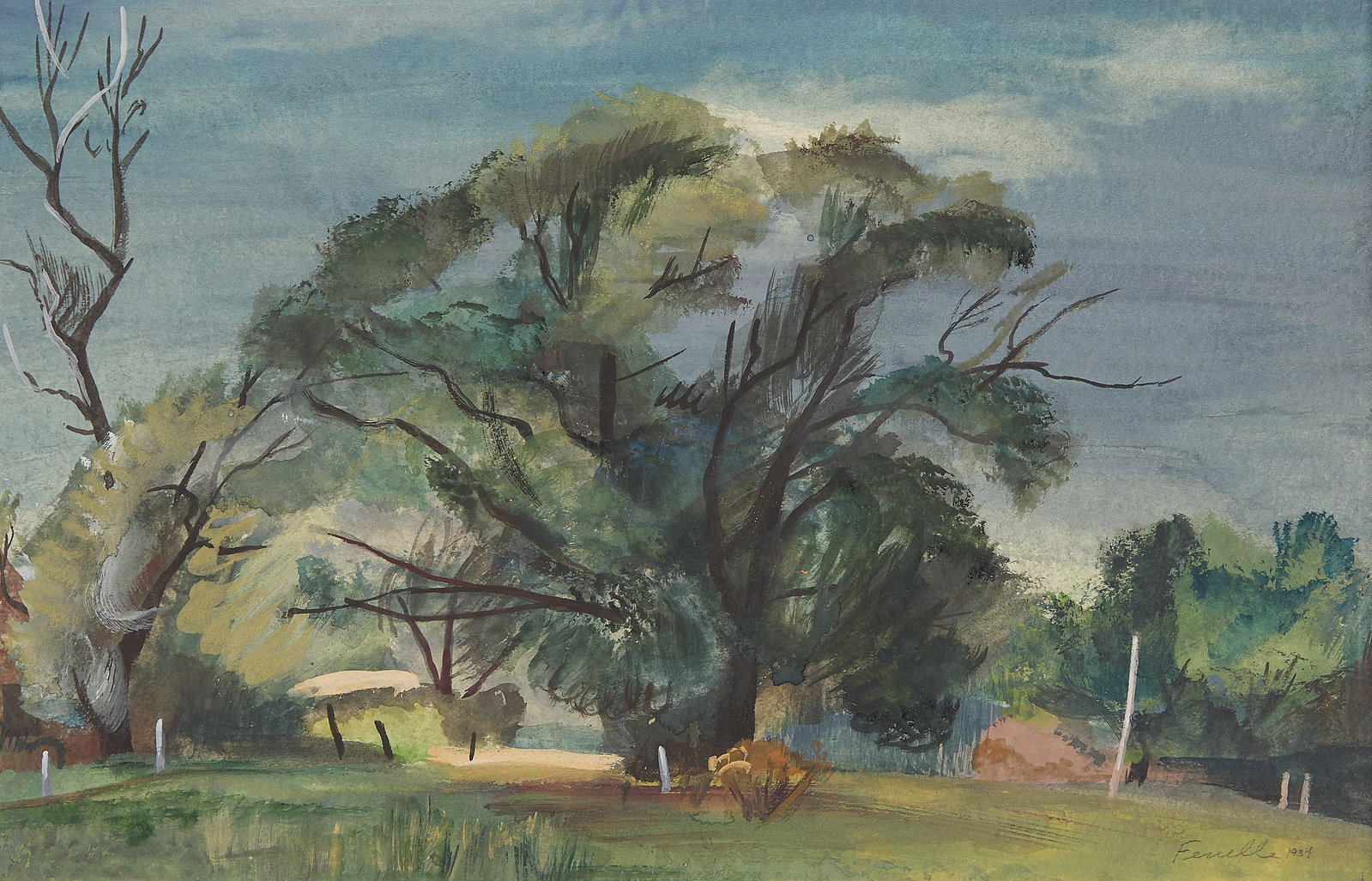 Stanford Fenelle Landscape Gouache Painting 1934 (1 of 7)