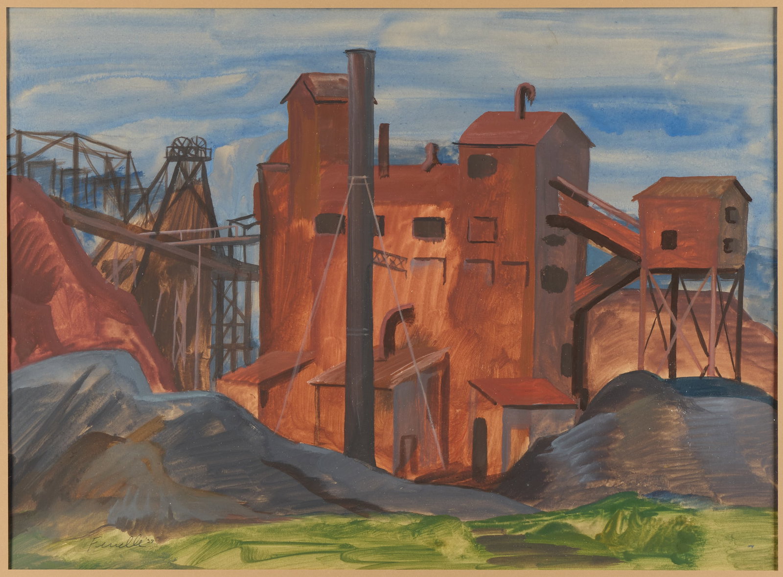 Stanford Fenelle "Ore Refiner" Gouache Painting (1 of 5)