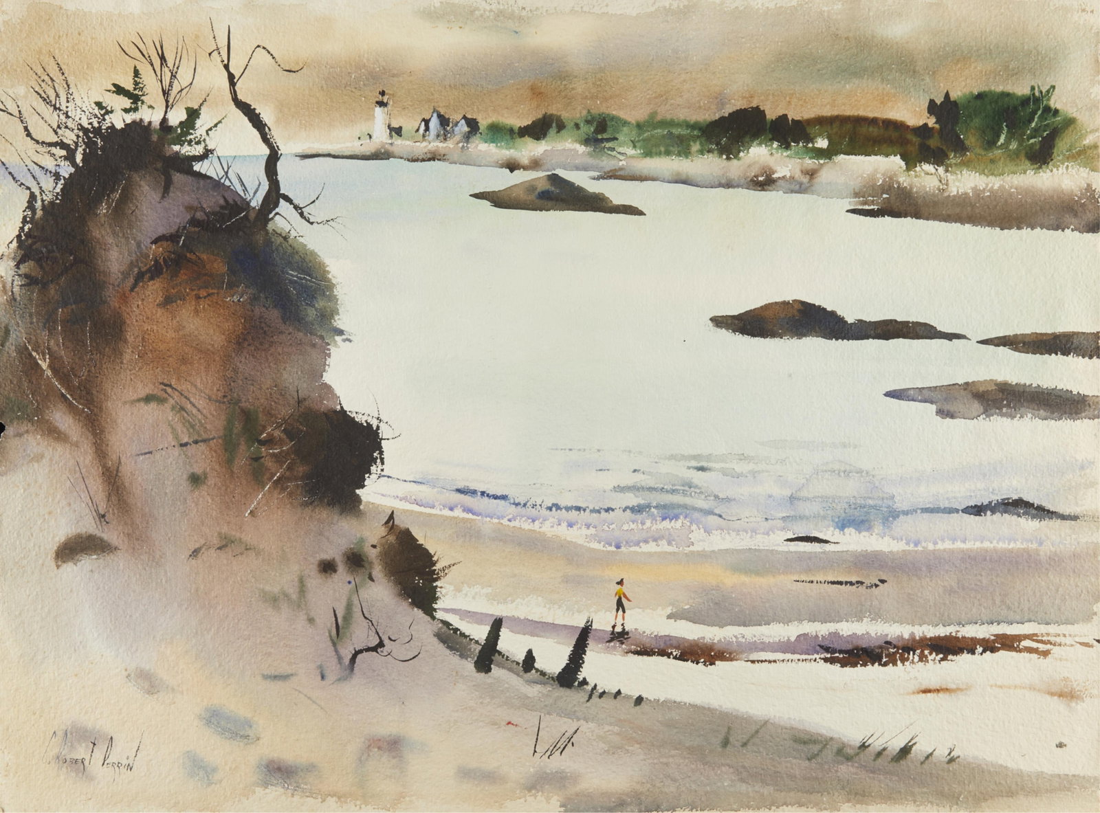 C. Robert Perrin Shore & Lighthouse Painting (1 of 4)