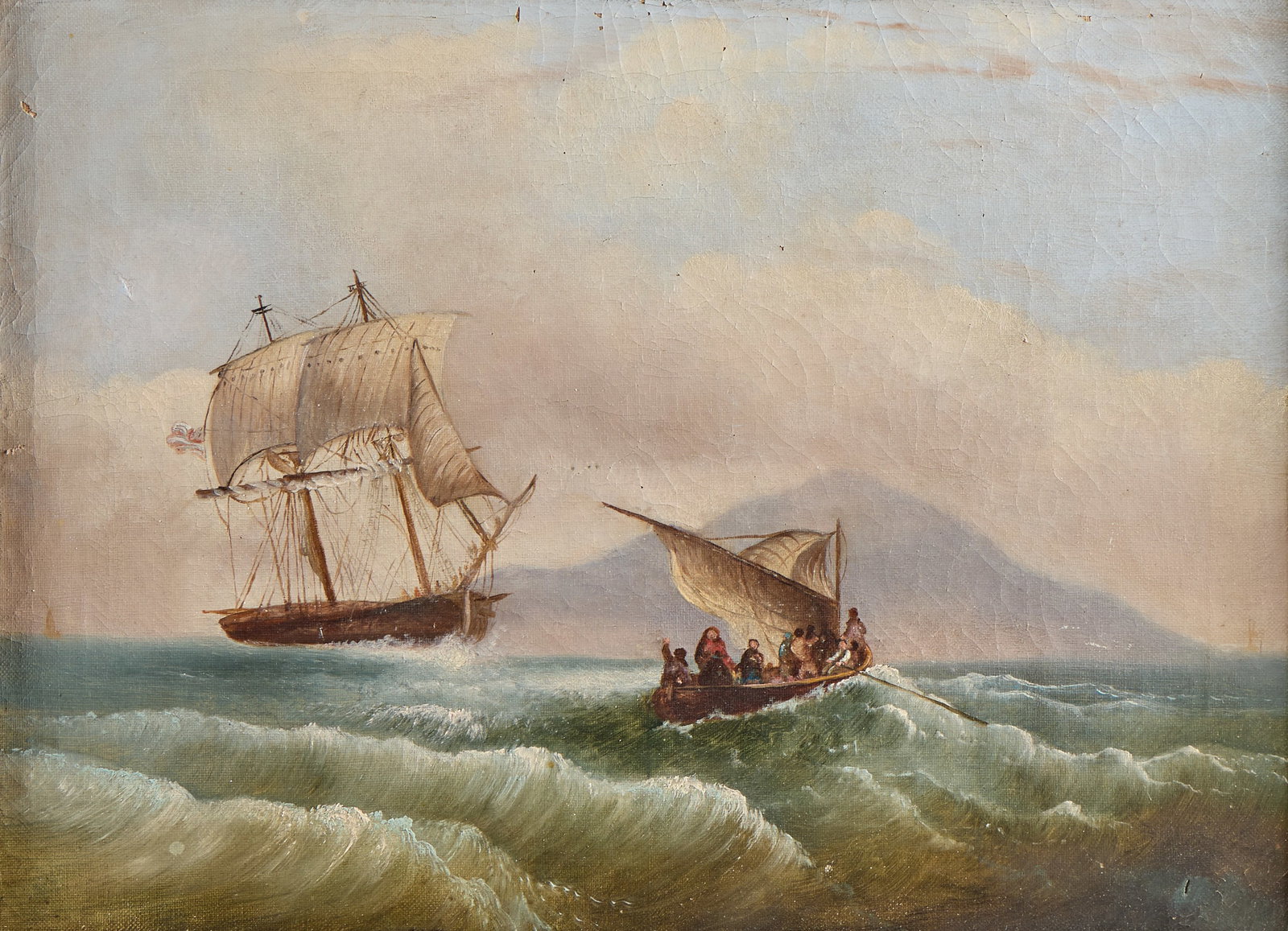 Marine Ships Seascape Oil on Canvas Painting (1 of 4)