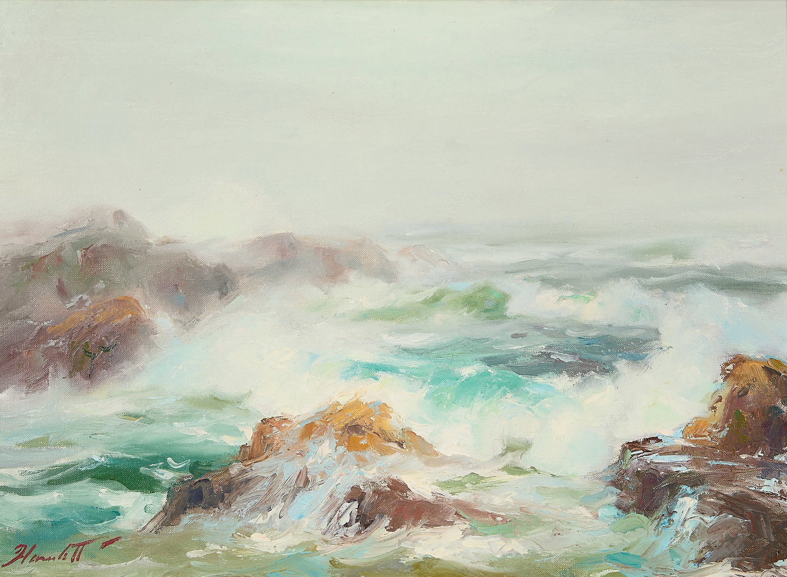 Peter Hamlett "Fog at Yachats" Oil Painting 1968 (1 of 6)
