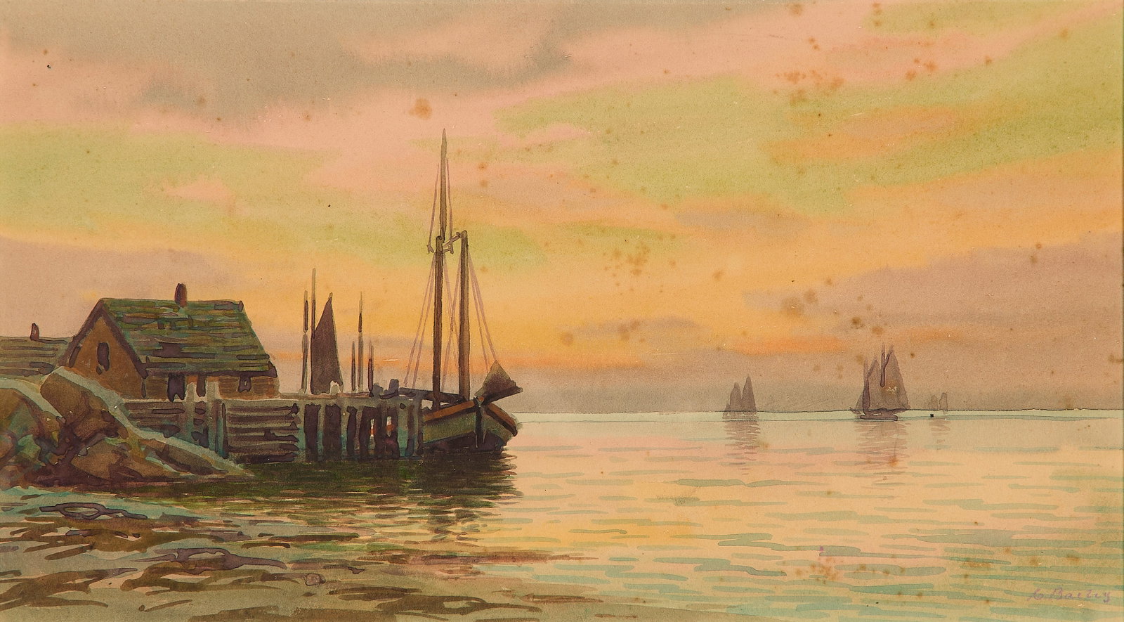 William Paskell Watercolor Seascape Painting (1 of 5)