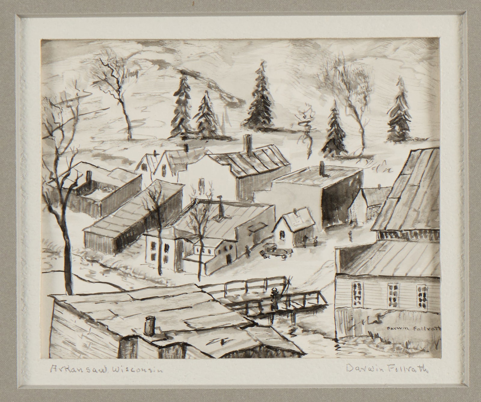 Darwin Follrath "Arkansaw, Wisconsin" Ink Wash (1 of 6)