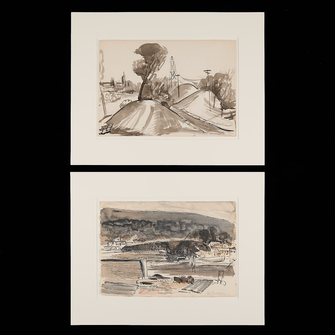 2 Jo Lutz Rollins Ink Wash Paintings (1 of 10)
