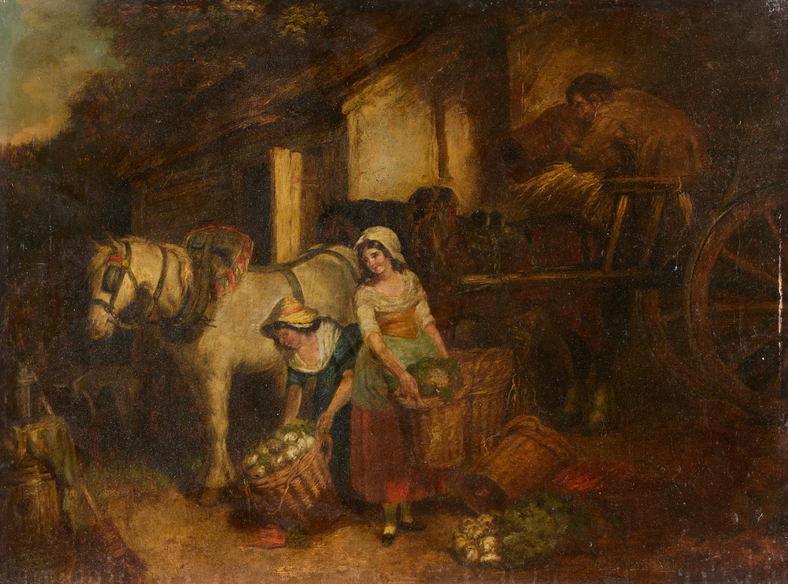 Attr. George Morland Stables Genre Oil Painting (1 of 5)