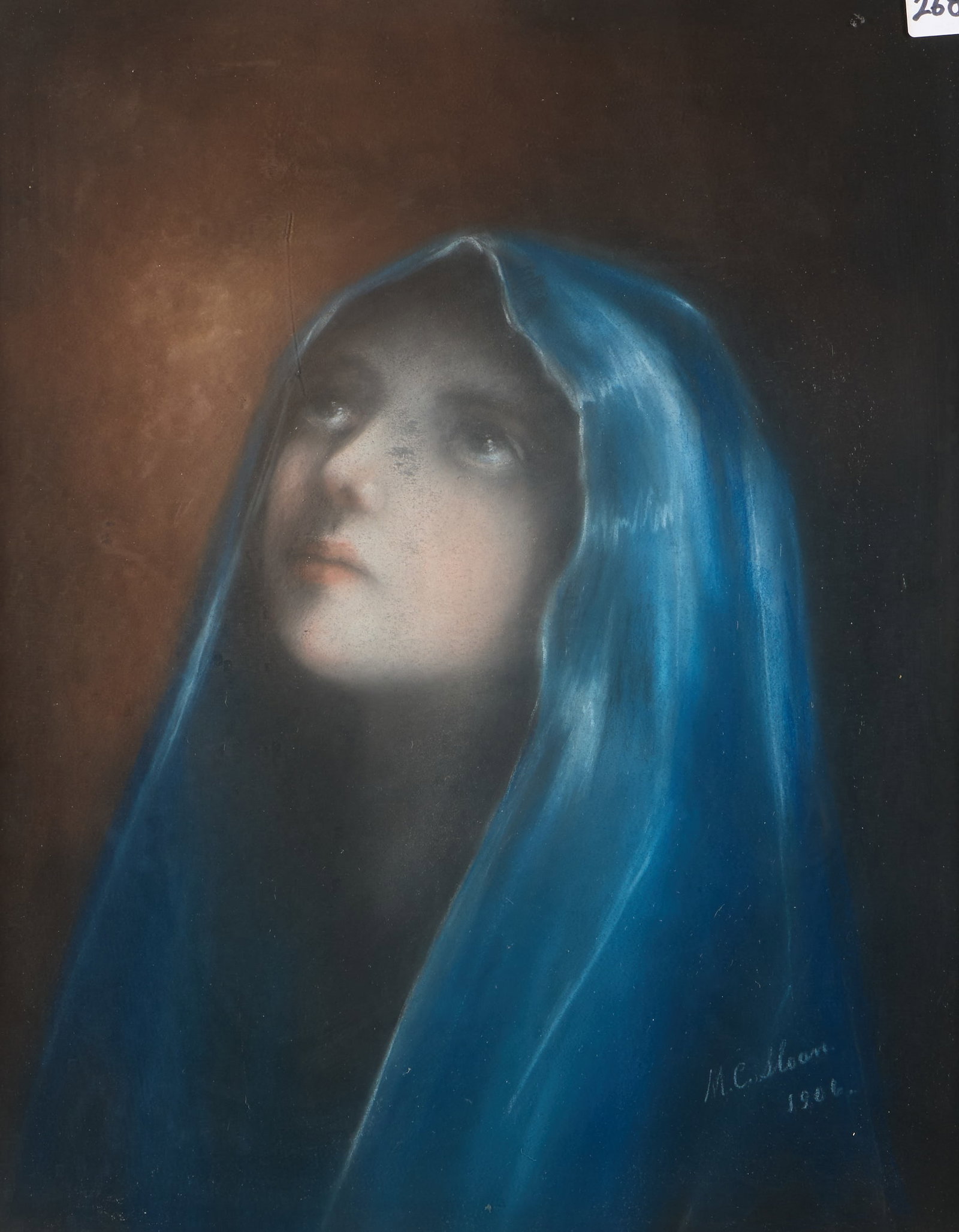 Aft. Carlo Dolci "Blue Madonna" Pastel Drawing (1 of 5)