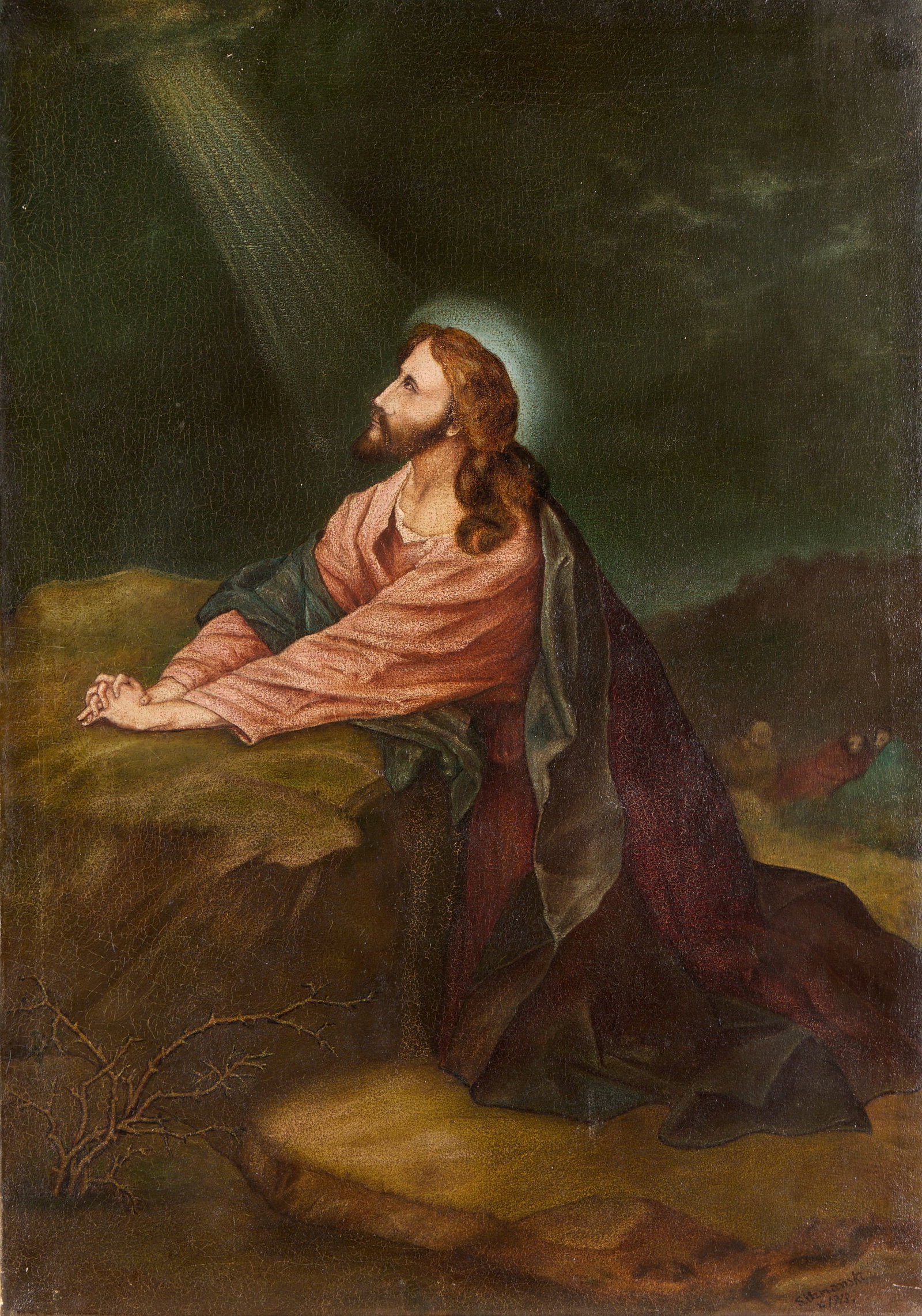 Aft. Hofmann "Christ in Gethsemane" Oil Painting (1 of 5)