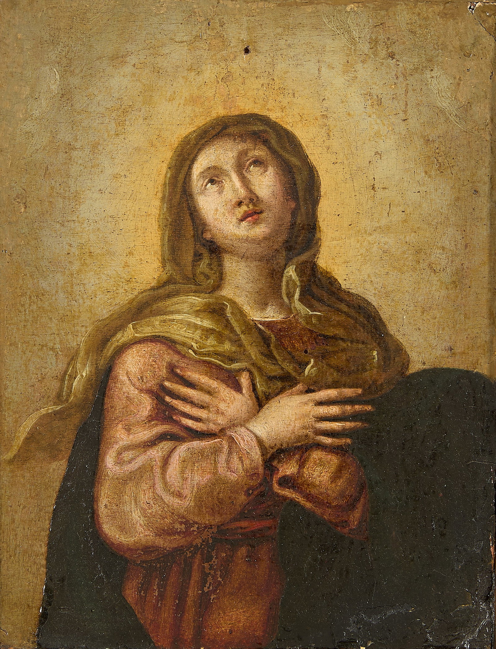Old Master Virgin Mary Oil on Board Painting (1 of 7)