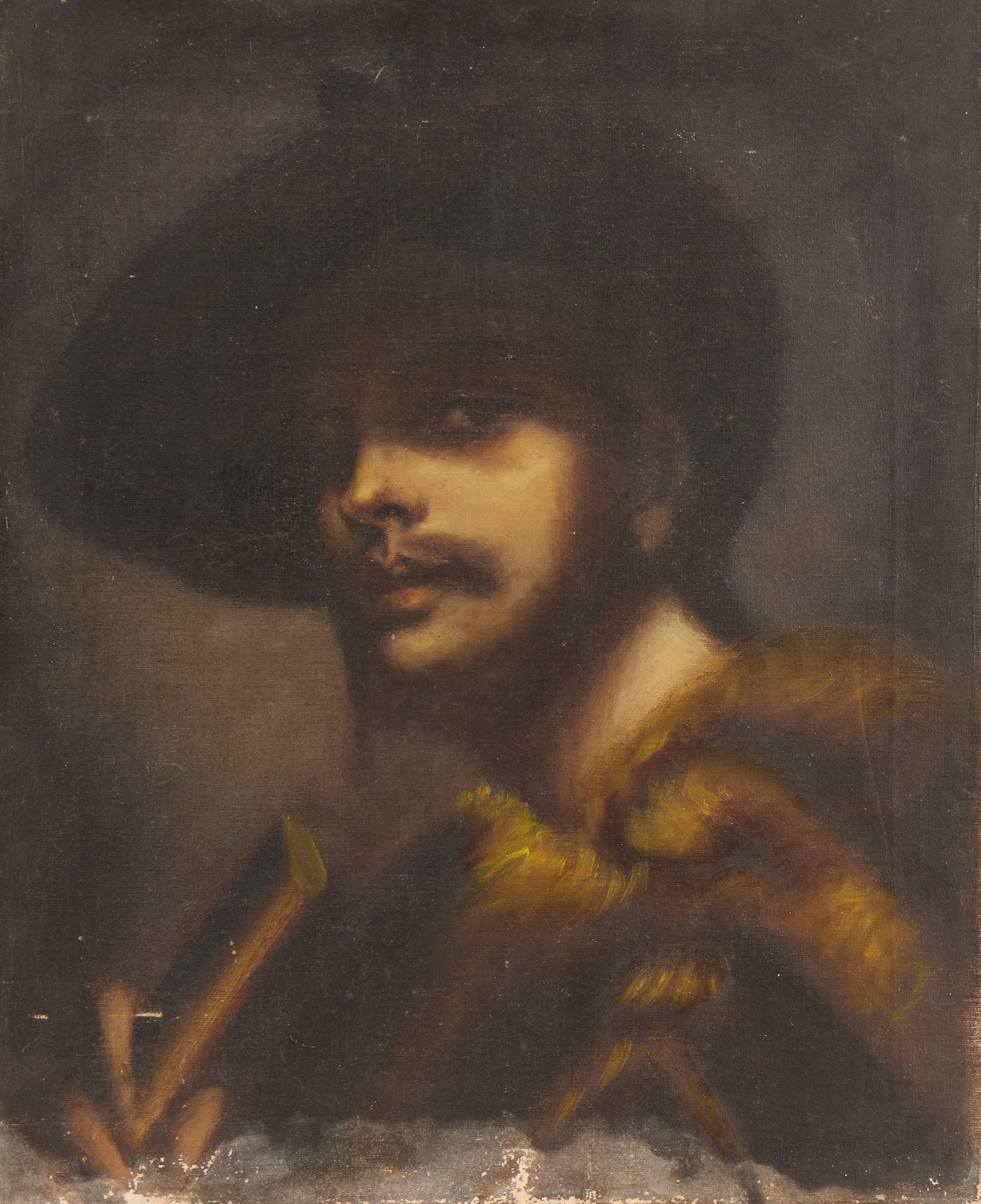After Carlo Ciappa Man w/ Flute Oil Painting: After Carlo Ciappa (Italian, 1890-1970). Oil on canvas painting depicting the portrait of a man with a flute. After a 16th-century painting attributed to Sebastiano del Piombo (Italian, 1485-1547) or 