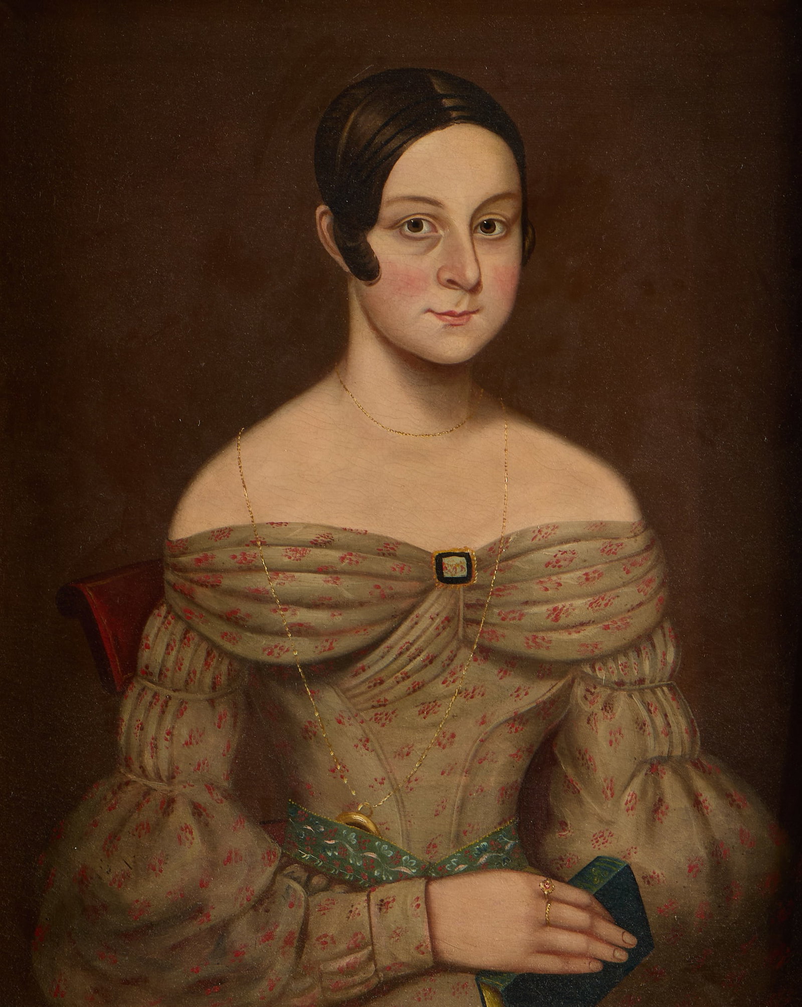 Attr. Ammi Phillips "Portrait Miss Fiske" Painting (1 of 7)