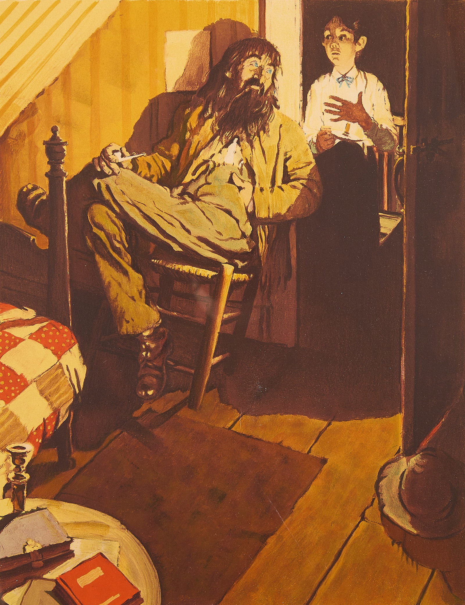 Norman Rockwell "When I Lit My Candle" Lithograph: Norman Rockwell (American, 1894-1978). Lithograph print on paper titled "When I Lit My Candle," from the portfolio "Huckleberry Finn." Pencil signed along the lower right and editioned A/P along the l