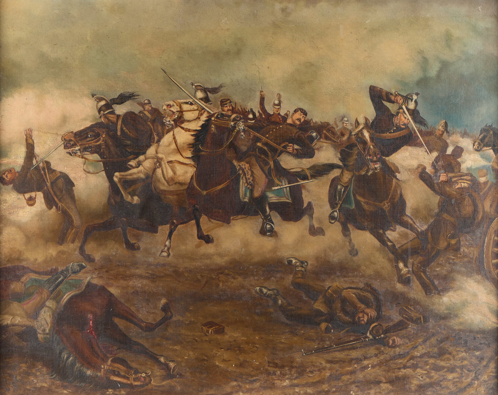 Dramatic Cavalry Battle Scene Oil Painting (1 of 4)