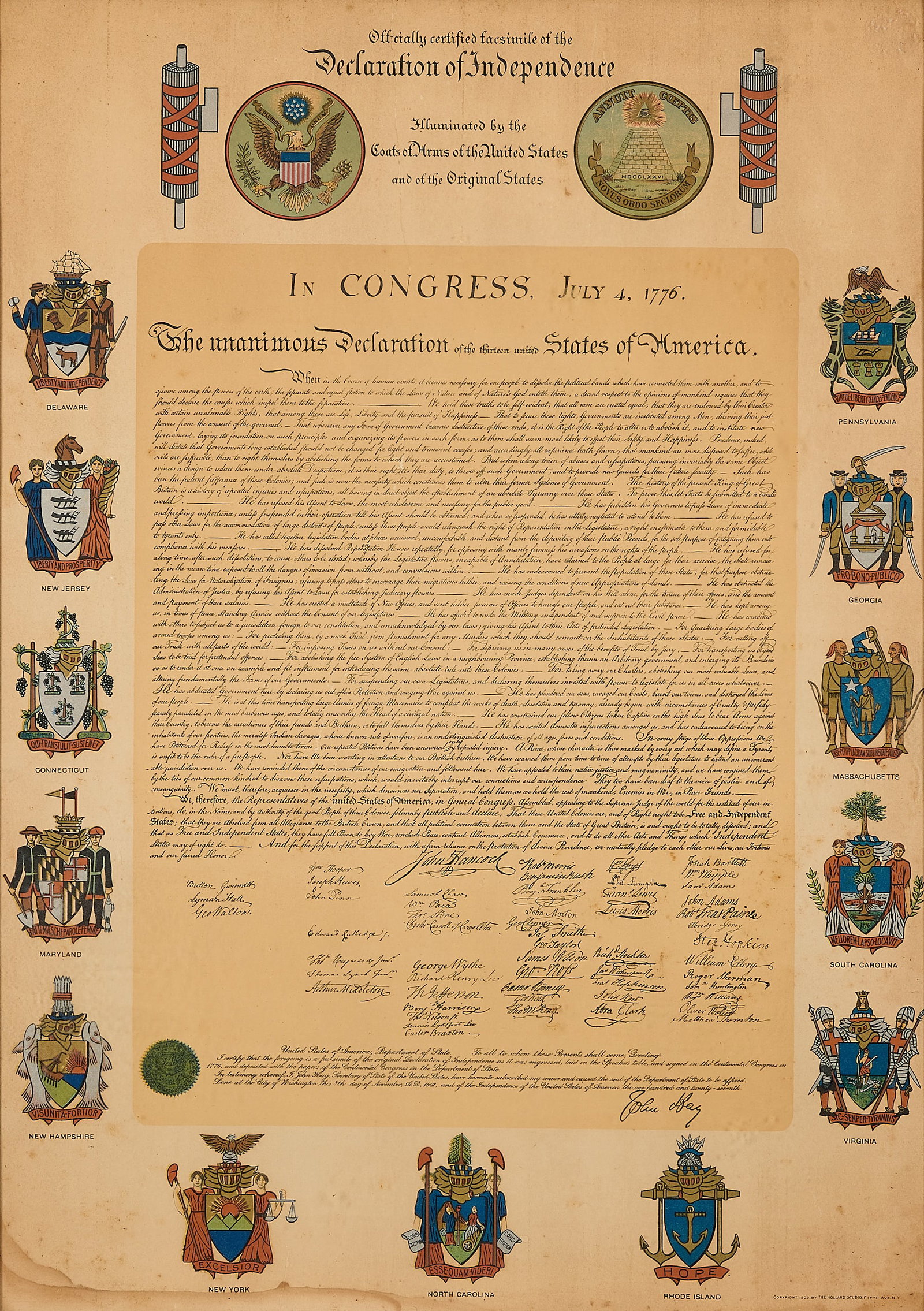 Illuminated Facsimile Declaration of Independence (1 of 5)