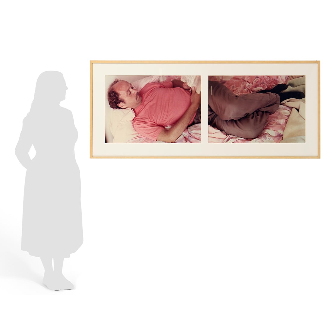 JoAnn Verburg "Jimmy Reading St. Paul" Diptych: JoAnn Verburg (American, b. 1950). Color photograph diptych titled "Jimmy Reading St. Paul de Vence," 1988. Depicting a man in pink-hued clothing lying in bed reading a book. Artist attribution, title