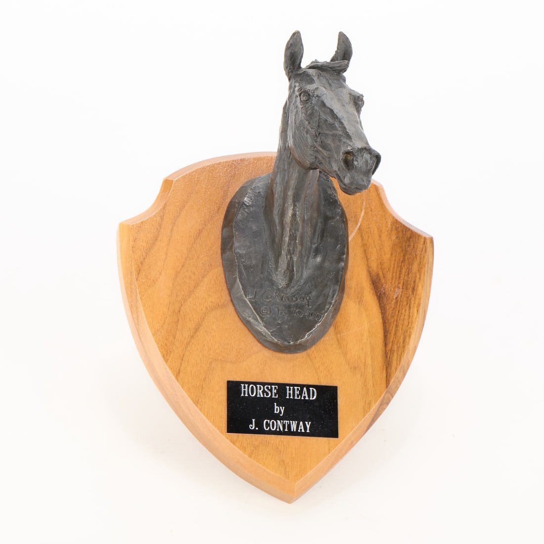 Jay Contway “Horse Head?? Bronze Sculpture 1976: Jay Contway (American, 1935-2019). Bronze sculpture titled "Horse Head," 1976. Depicting an equestrian bust. With incised signature, dated, and editioned 70/200 along the lower edge. Height: 8 in x wi