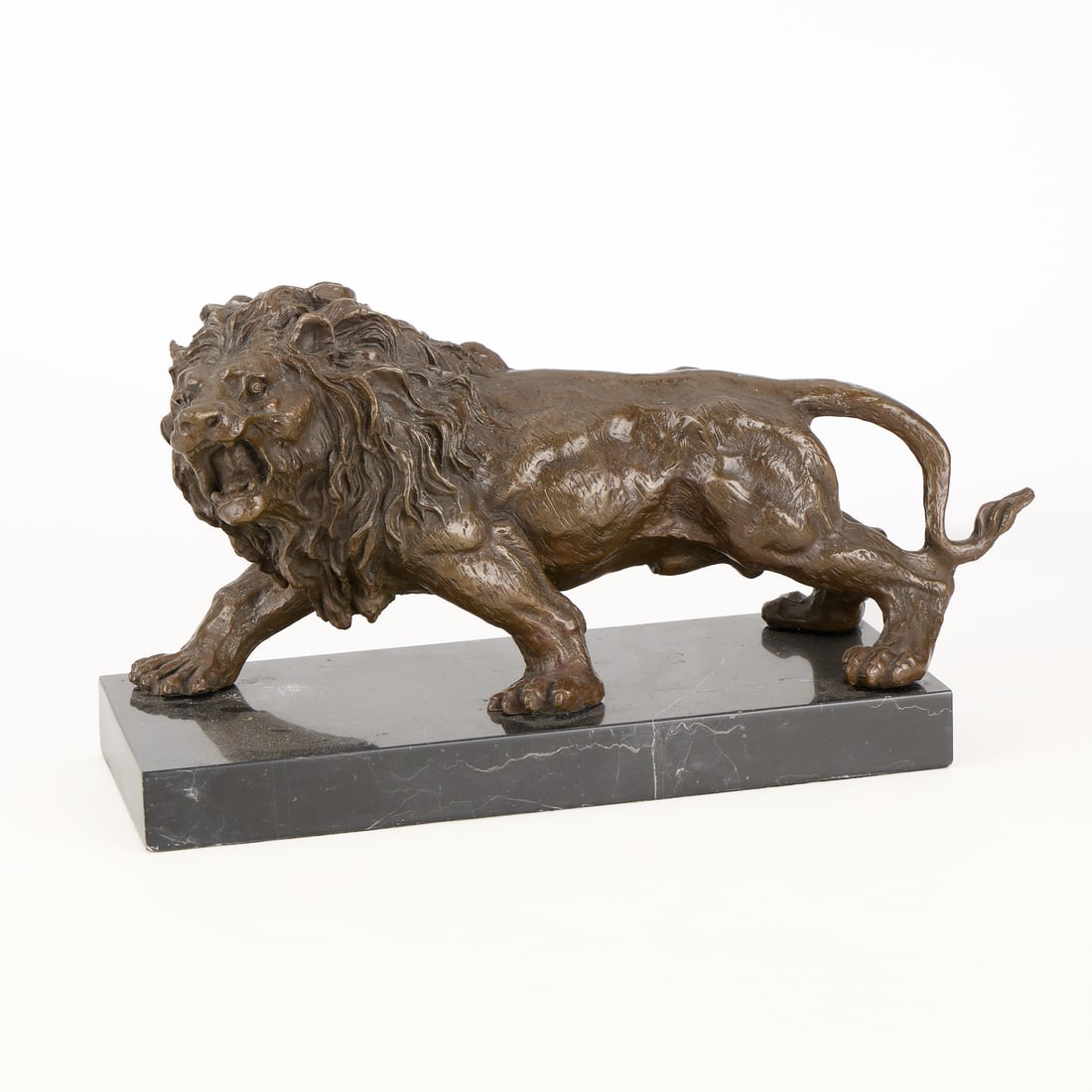 Bronze Lion Figurine w/ Black Marble Base (1 of 4)