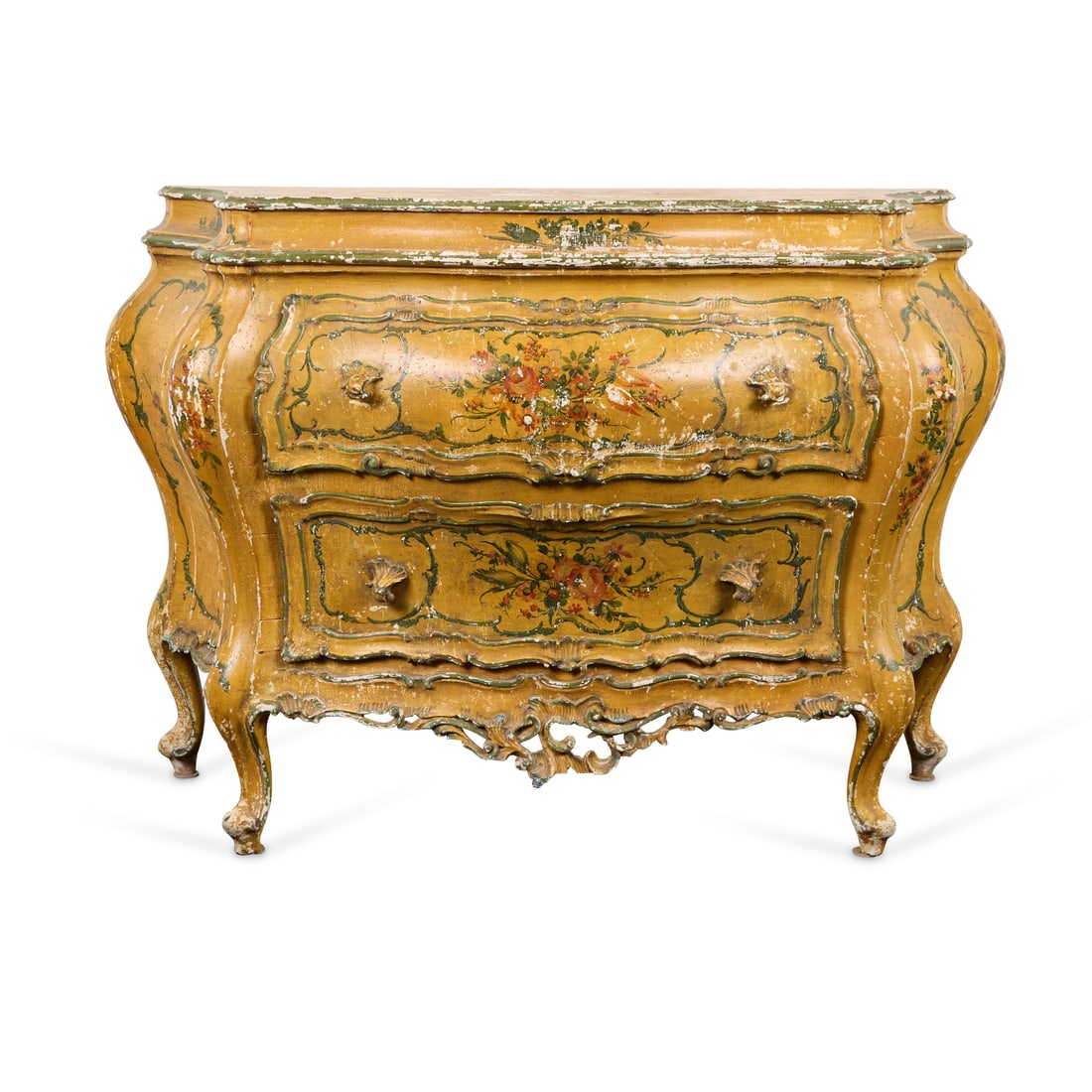 Italian Venetian Painted Wooden Bombe Commode (1 of 5)