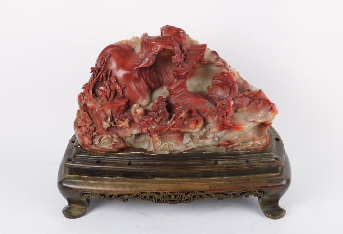 Soapstone Craving of Mountain Landscape on Stand (1 of 7)