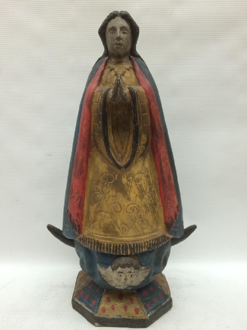 Carved Wood Religious Blessed Virgin Mary Statue (1 of 11)