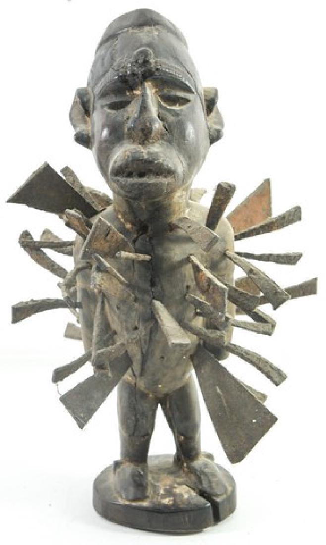 Antique African wooden figure, Nkondi Nkisi, Congo